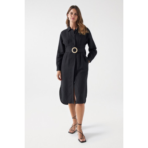 Robe Femme Salsa Jeans en LIN Noir Cloane Vannes 21007788