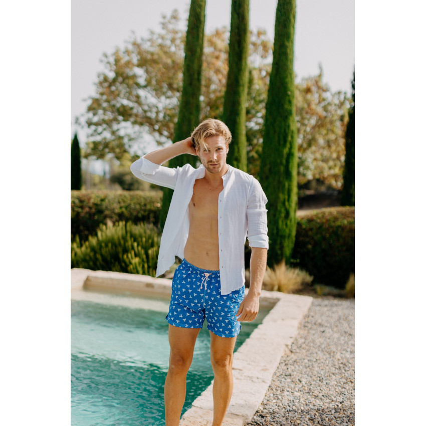 Chemise en Lin Homme Gerry St Tropez MAO Blanc Cloane Vannes