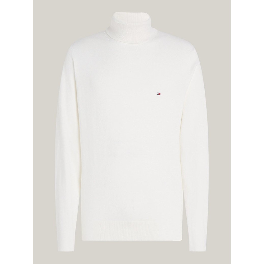 Pull Col Roulé Tommy Hilfiger Homme PIMA Blanc Cloane Vannes MW0MW28048