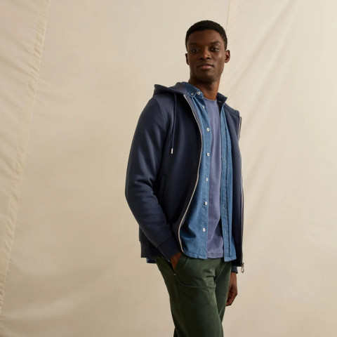 Sweat Zippé Faguo Homme MESNIL Bleu Marine Cloane Vannes F19SW0113 NAV00