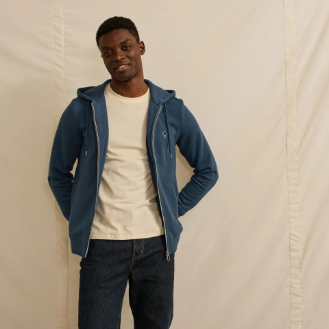 Sweat Zippé Faguo Homme MESNIL Bleu Cloane Vannes F21SW0108 BLU00