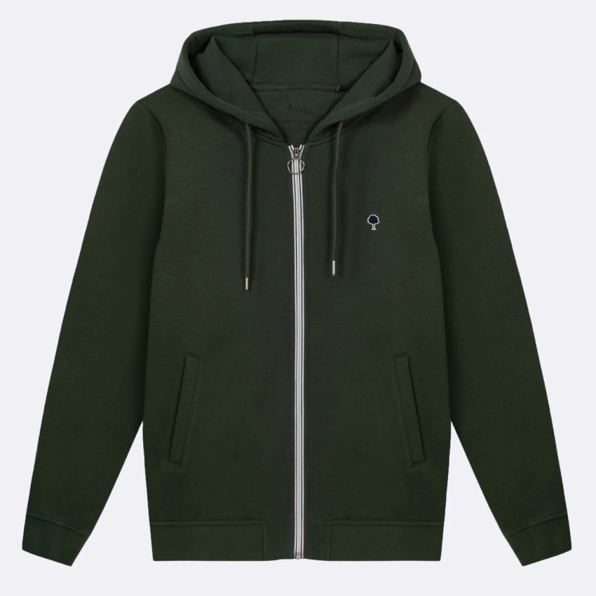 Sweat Zippé Faguo Homme MESNIL Vert Foncé Cloane Vannes F23SW0108 GRE02