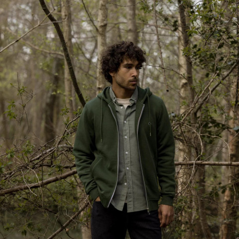 Sweat Zippé Faguo Homme MESNIL Vert Foncé Cloane Vannes F23SW0108 GRE02