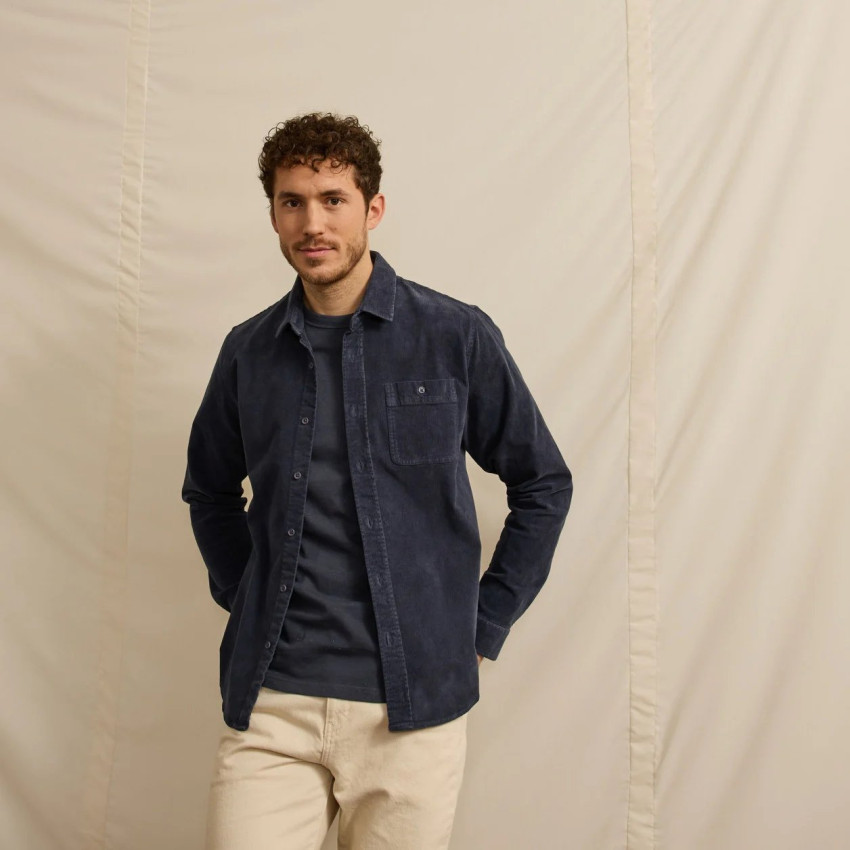 Chemise Côtelé Faguo Homme ONCA Bleu Marine Cloane Vannes F24SH0104 NAV00