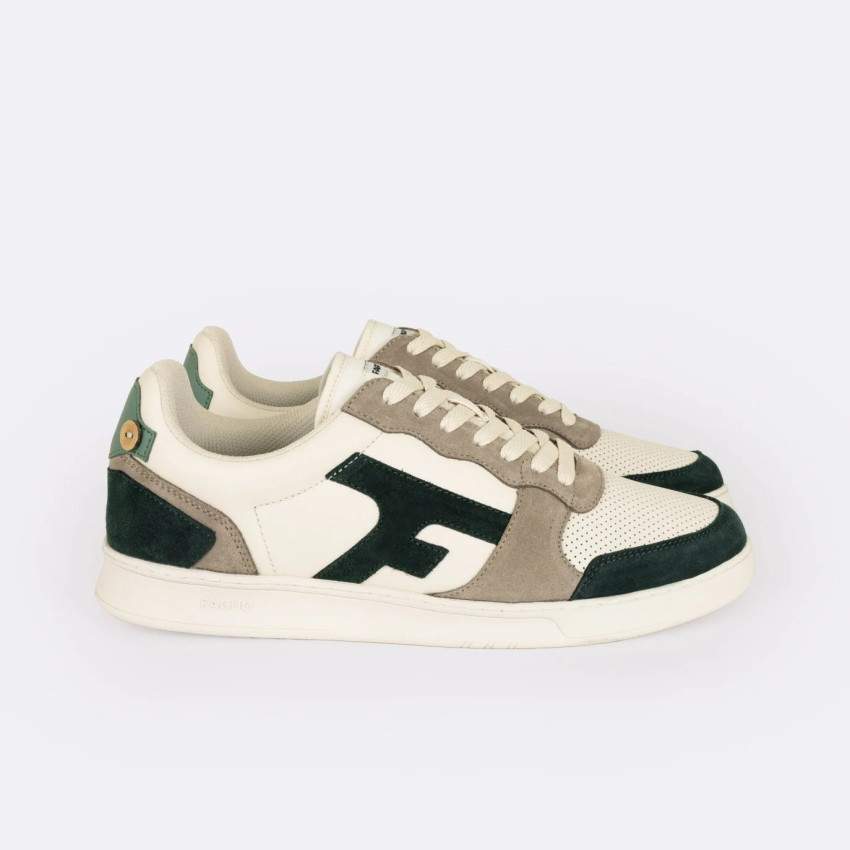 Baskets Homme Faguo HAZEL Ecru et Vert Cloane Vannes F24CG3204 ECR71
