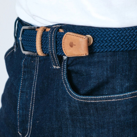 Ceinture Faguo Tressée Homme BELT Bleu Marine Cloane Vannes