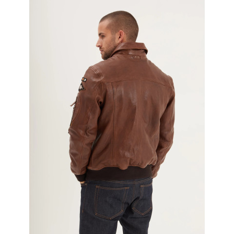 Blouson en Cuir Homme Daytona 73 GUYNEMER Marron Cloane Vannes