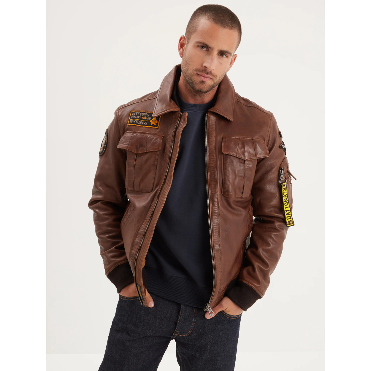 Jacket Veste En Cuir Marron Homme Cuir Marron Veste Cuir Col
