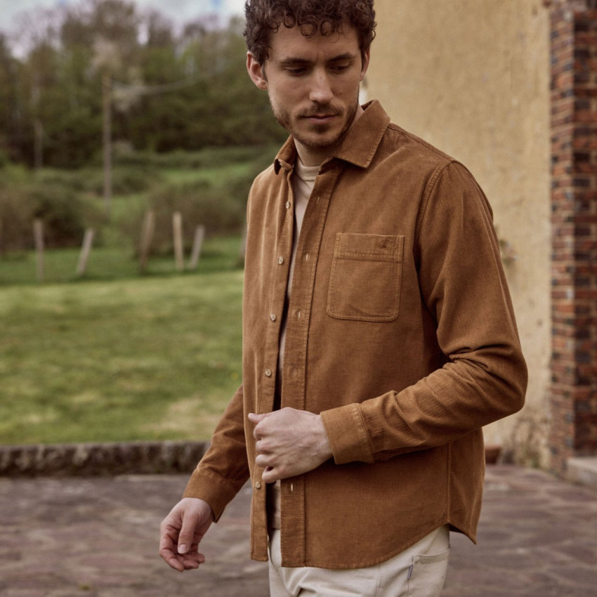 Chemise Faguo Homme SIGNY Camel Cloane Vannes F24SH0107 CAM00