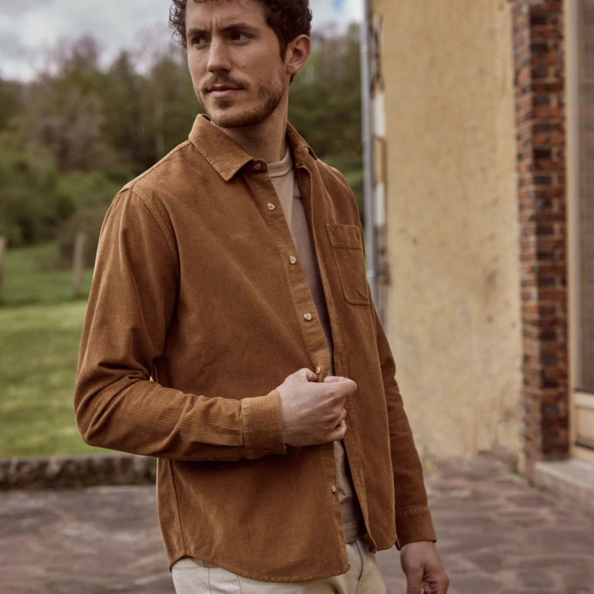 Chemise Faguo Homme SIGNY Camel Cloane Vannes F24SH0107 CAM00