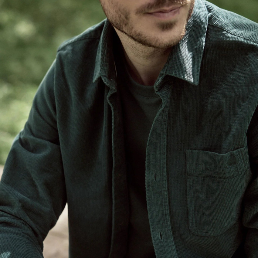 Chemise Faguo Homme SIGNY Vert Cloane Vannes F24SH0107 GRE31