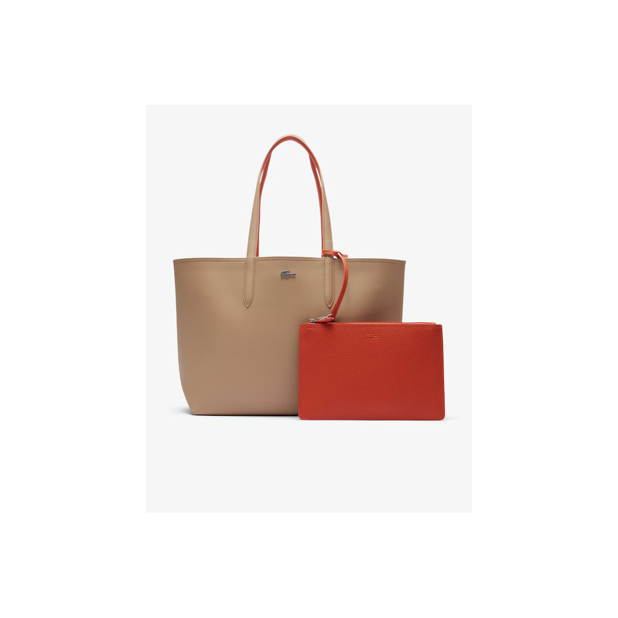 Sac à Main Femme Réversible ANNA Beige et Orange LACOSTE