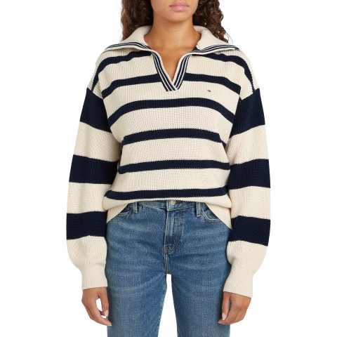 Pull Femme Tommy Hilfiger CARDI STITCH Ecru Cloane Vannes WW0WW44451 0FF