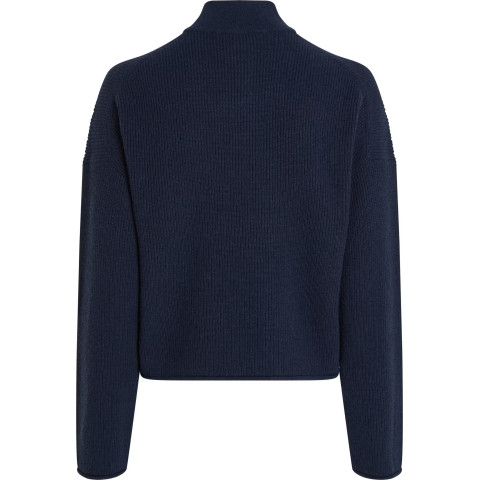 Pull Femme Tommy Hilfiger BUTTON POLO Bleu Marine Cloane Vannes WW0WW44981 C1G