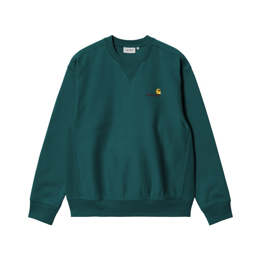 Sweat Homme Carhartt Wip AMERICAN SCRIPT Vert Foncé Cloane Vannes I025475