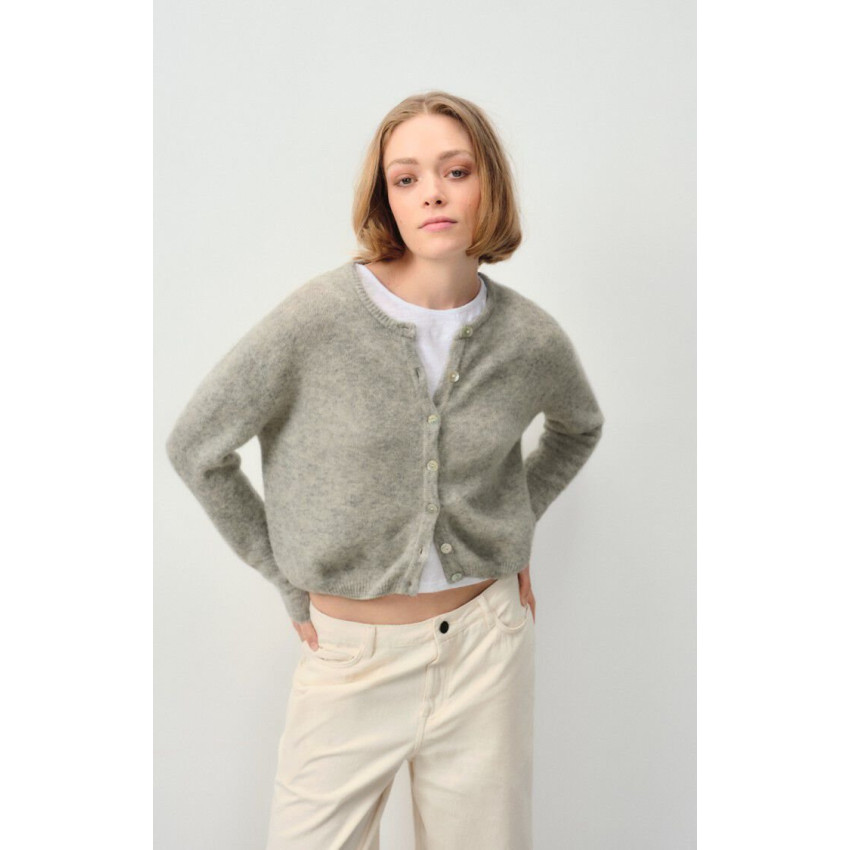 Gilet Femme American Vintage VITOW Gris Clair Cloane Vannes VITO19EE25