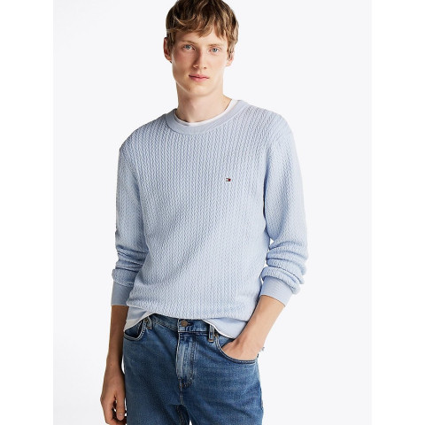 Pull Homme Tommy Hilfiger HERRINGBONE Bleu Ciel Cloane Vannes MW0MW37400