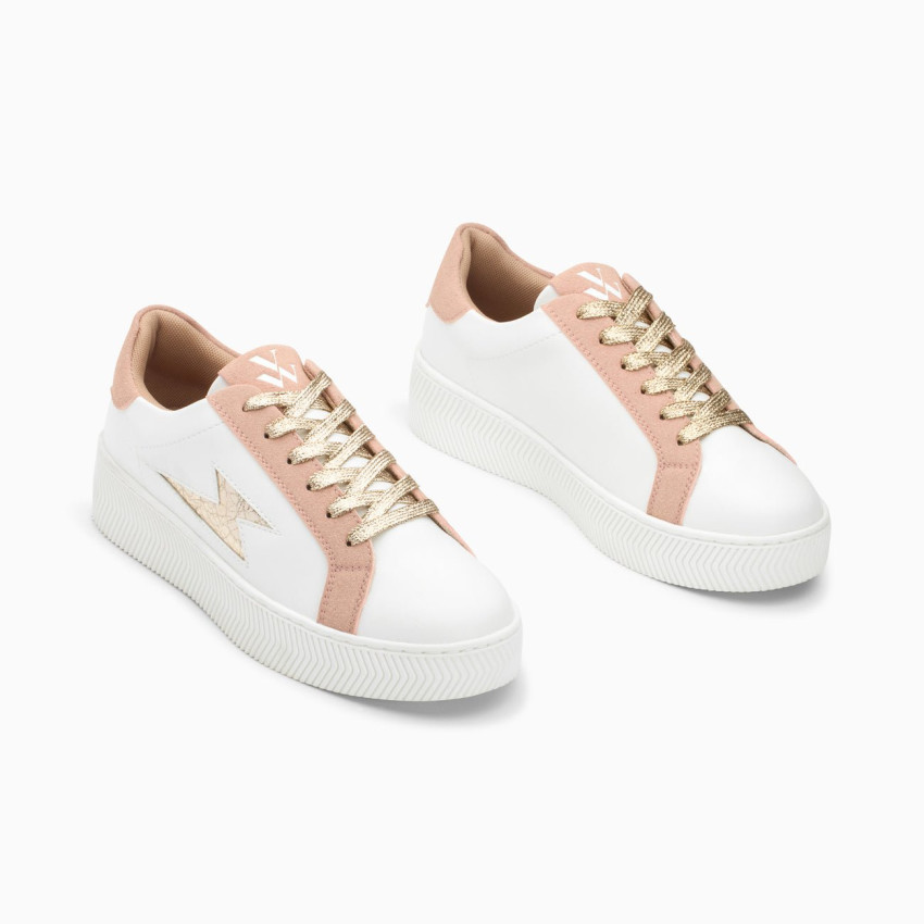 Baskets Femme Vanessa Wu MILIE Rose et Or Cloane Vannes BK2761