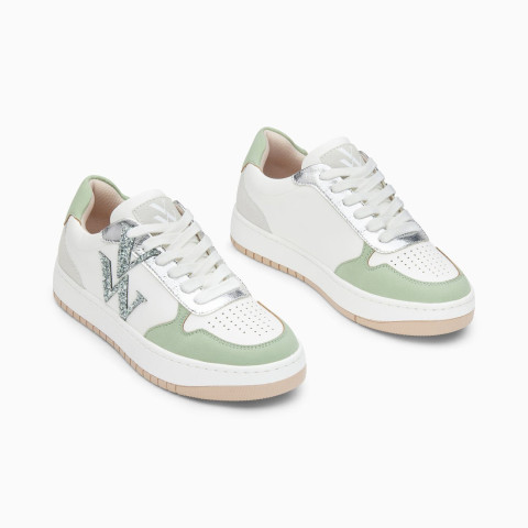 Baskets Femme CALIE Vanessa Wu Blanc et Vert Amande Cloane Vannes BK2662