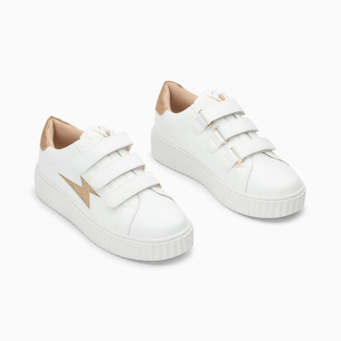 Baskets Femme Vanessa Wu VICKY Blanc et Or Cloane Vannes BK2553