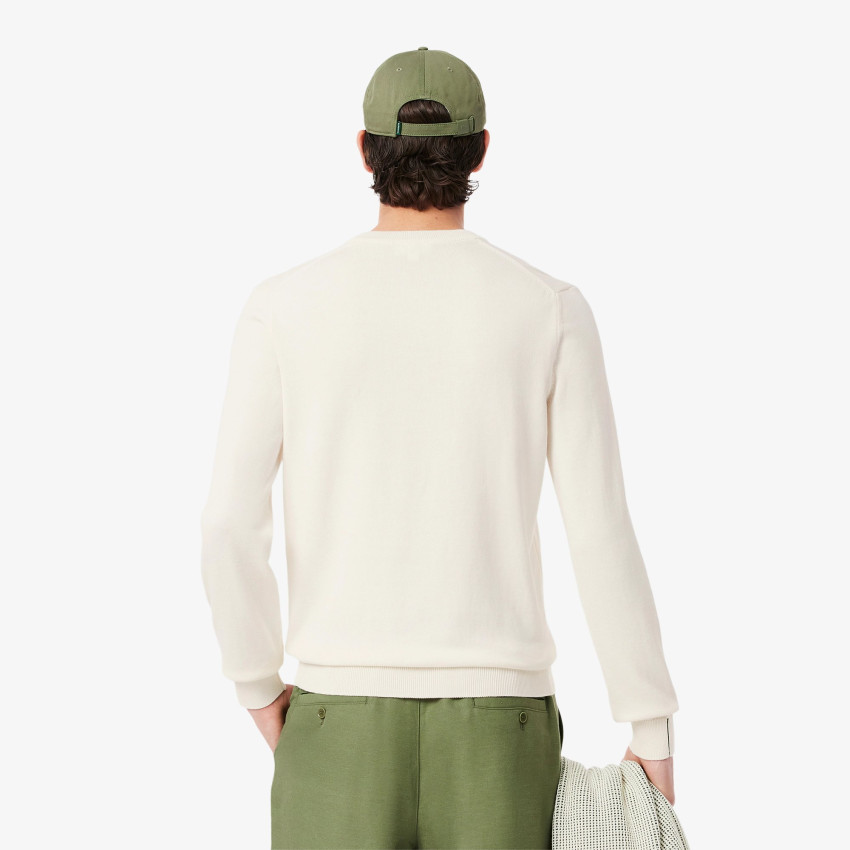 Pull Col V Homme Lacoste CLASSIC Blanc Cloane Vannes AH1951