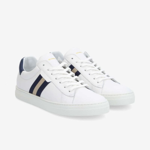 Baskets Homme Schmoove SPARK GANG Blanc et Beige Cloane Vannes KMNKNNST1N