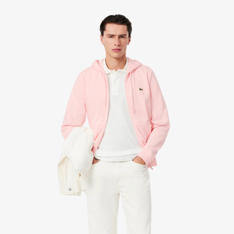 Sweat à Capuche Zippé Lacoste Homme Rose Cloane Vannes SH9626 T03
