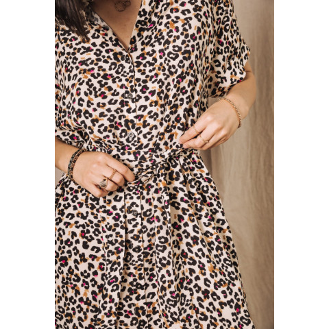 Robe Femme Freeman T Porter RAFFIA LEO SAND Leopard Cloane Vannes 25122576 CV12 F1322