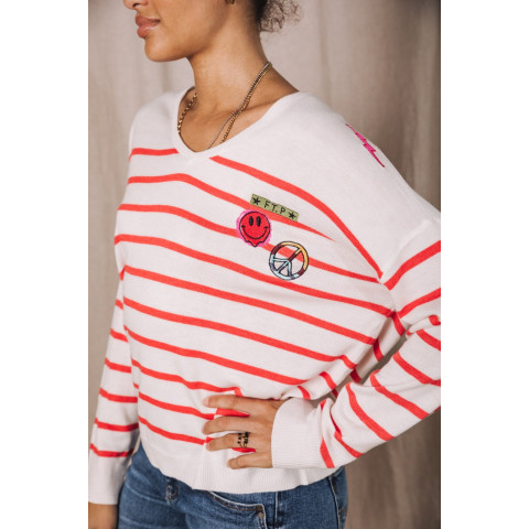 Haut Femme Freeman T Porter ISABEL Blanc et Rouge Cloane Vannes 2512778A PES55 F662