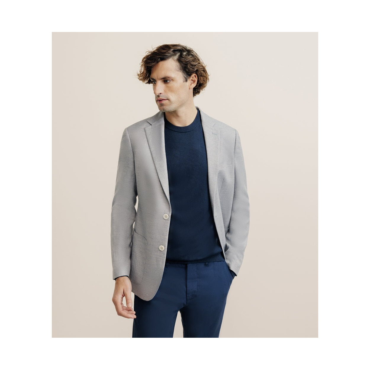 Jacket Blouson Izac Bleu IZAC Veste Blazer Homme ALGHERO Bleu Ciel