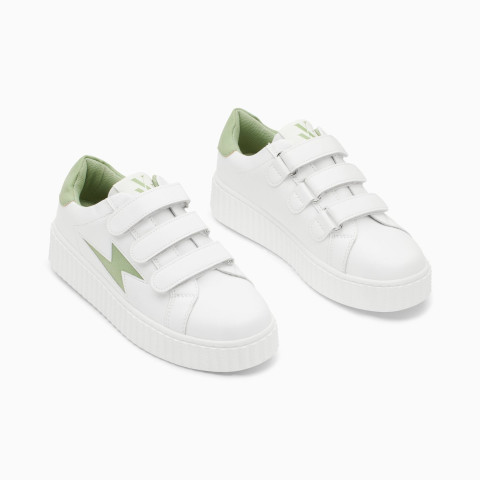 Baskets Femme Vanessa Wu ALEINA Blanc et Vert Cloane Vannes BK2750