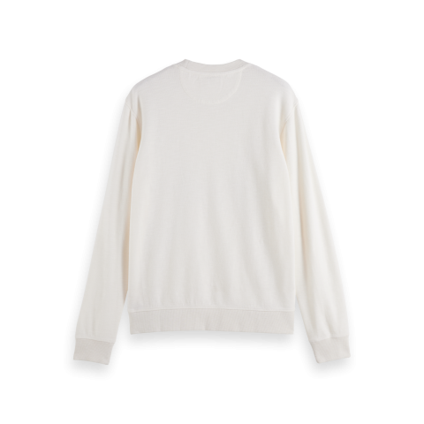 Sweat Homme Scotch & Soda GARMENT DYED SLUB Blanc Cloane Vannes 180067 100