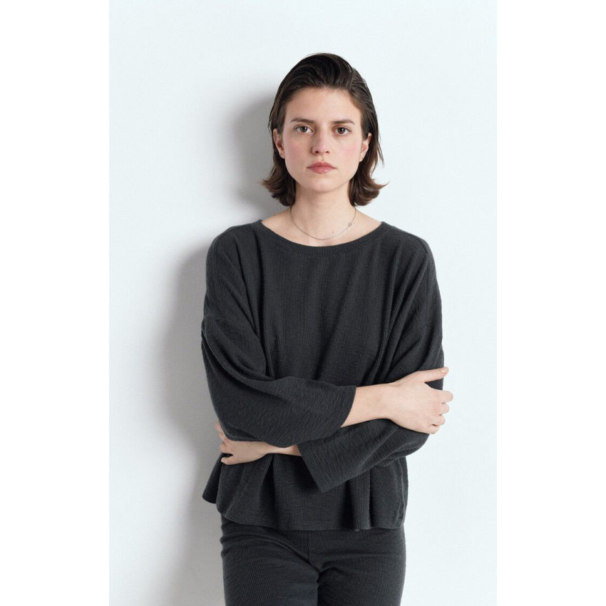 T-Shirt Manches Longues American Vintage Femme YRUKI Anthracite Cloane Vannes YRU02A E25