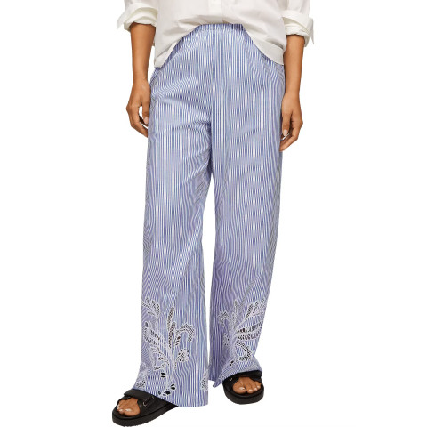 Pantalon Femme Tommy Hilfiger  BRODERIE ANGLAISE Bleu Ciel Cloane Vannes WW0WW46108 0Y9