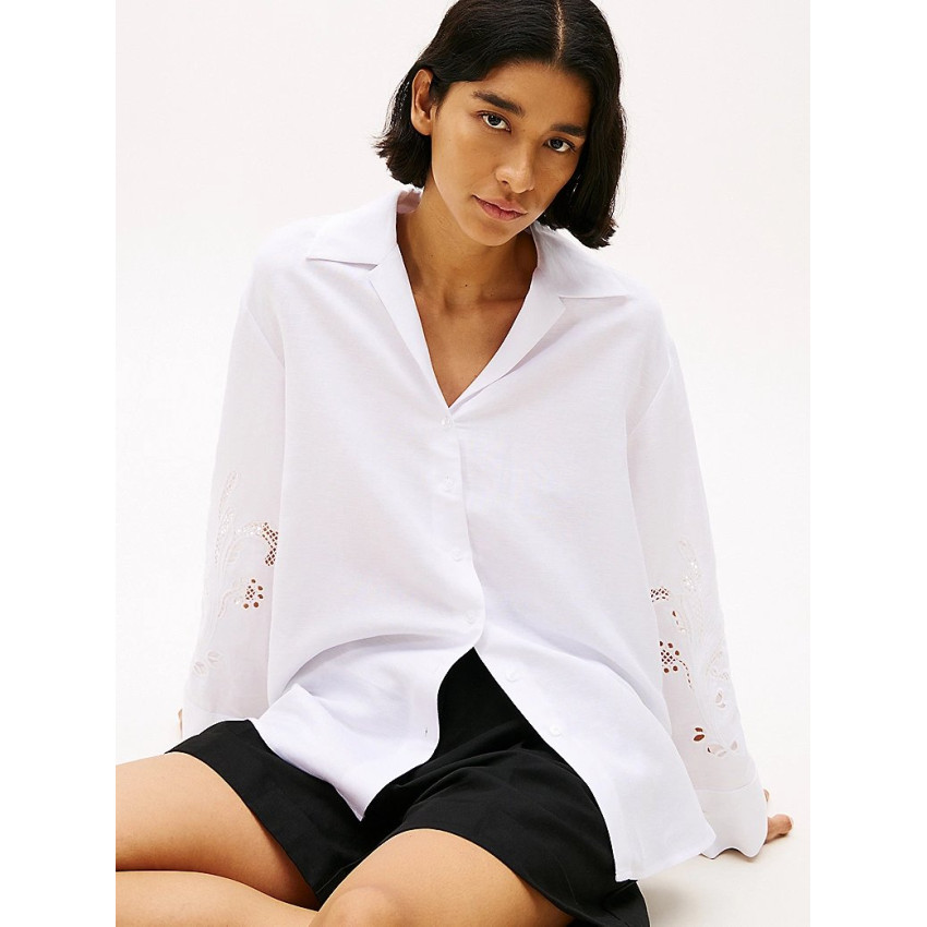 Chemise Femme Tommy Hilfiger BRODERIE ANGLAISE Blanc Cloane Vannes WW0WW45940 YCF