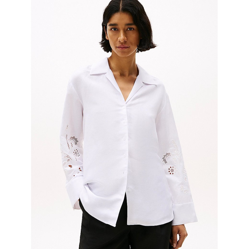 Chemise Femme Tommy Hilfiger BRODERIE ANGLAISE Blanc Cloane Vannes WW0WW45940 YCF