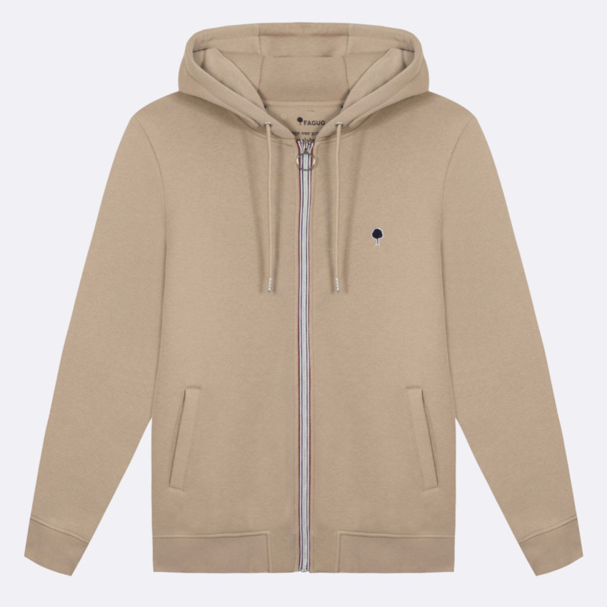 Sweat à Capuche Zippé Faguo Homme MESNIL Beige Cloane Vannes F24SW0108 BEI01