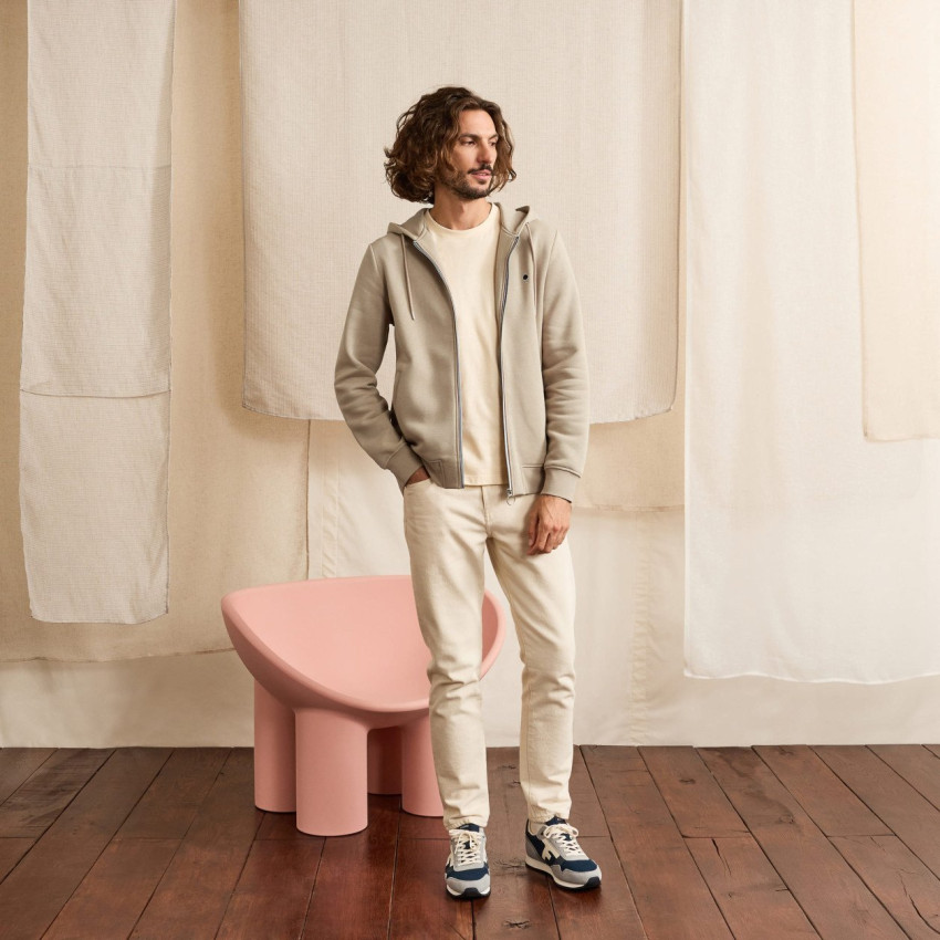 Sweat à Capuche Zippé Faguo Homme MESNIL Beige Cloane Vannes F24SW0108 BEI01