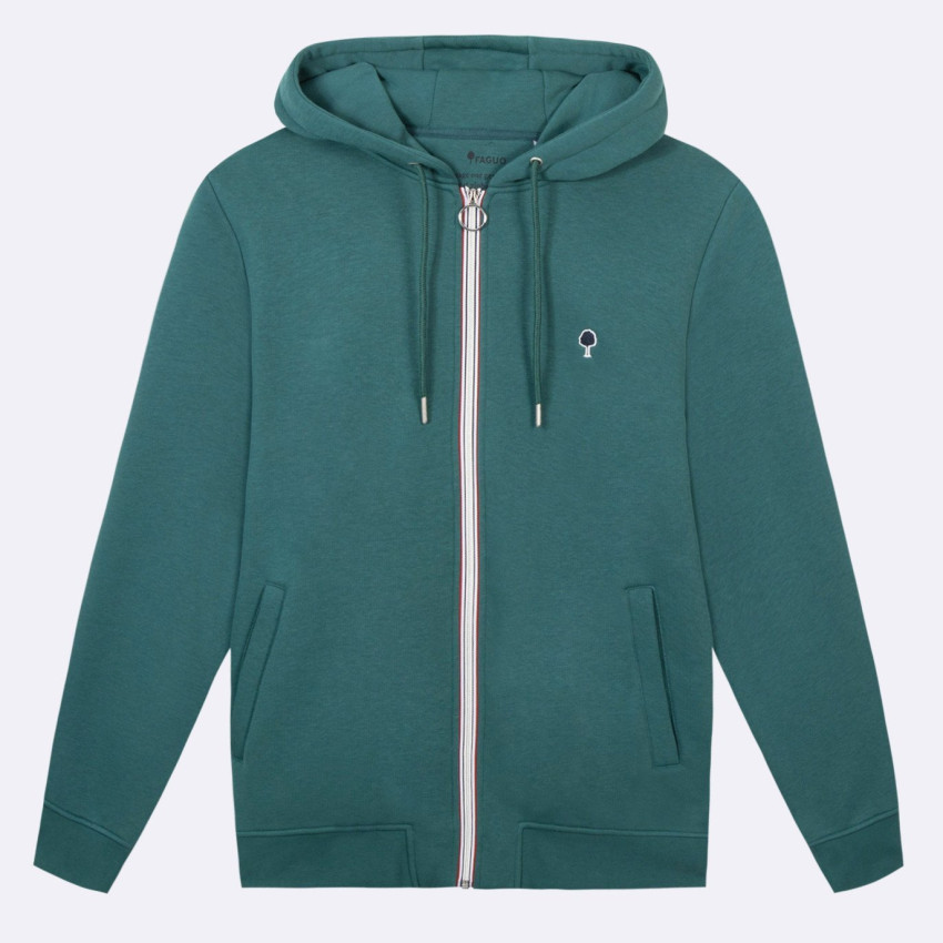 Sweat à Capuche Zippé Faguo Homme MESNIL Vert Cloane Vannes F24SW0108 GRE36