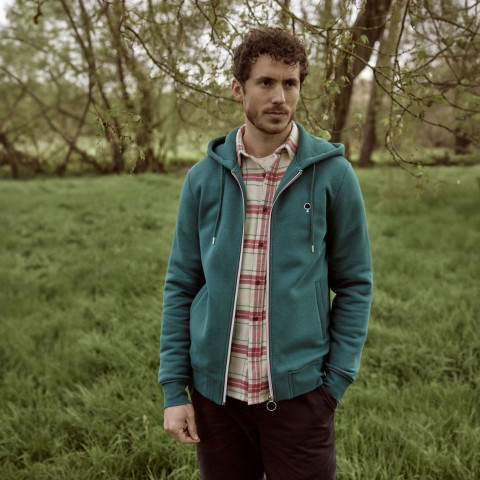 Sweat à Capuche Zippé Faguo Homme MESNIL Vert Cloane Vannes F24SW0108 GRE36