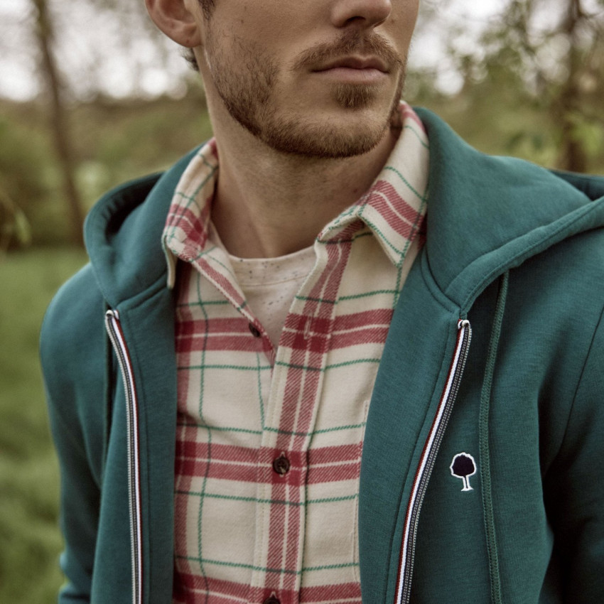 Sweat à Capuche Zippé Faguo Homme MESNIL Vert Cloane Vannes F24SW0108 GRE36