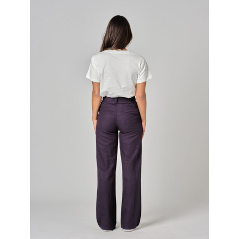 Pantalon en Lin Fam Paris Femme FLEURE Bleu Marine Cloane Vannes LL99