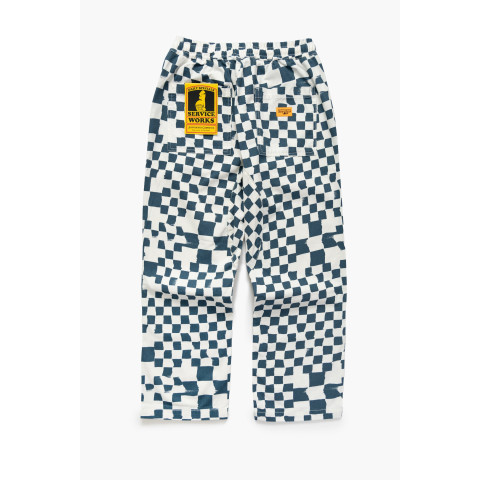 Pantalon Service Works Homme PRINTED CHEF Damier Bleu et Blanc Cloane Vannes