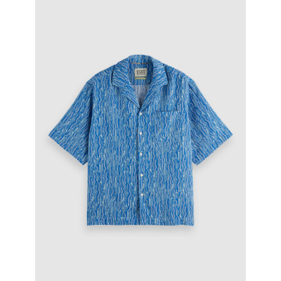 Chemise Manches Courtes Scotch & Soda Homme AOP Bleu Cloane Vannes 180331 410
