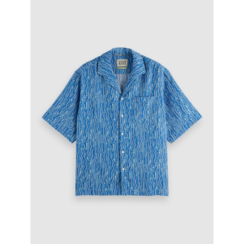 Chemise Manches Courtes Scotch & Soda Homme AOP Bleu Cloane Vannes 180331 410