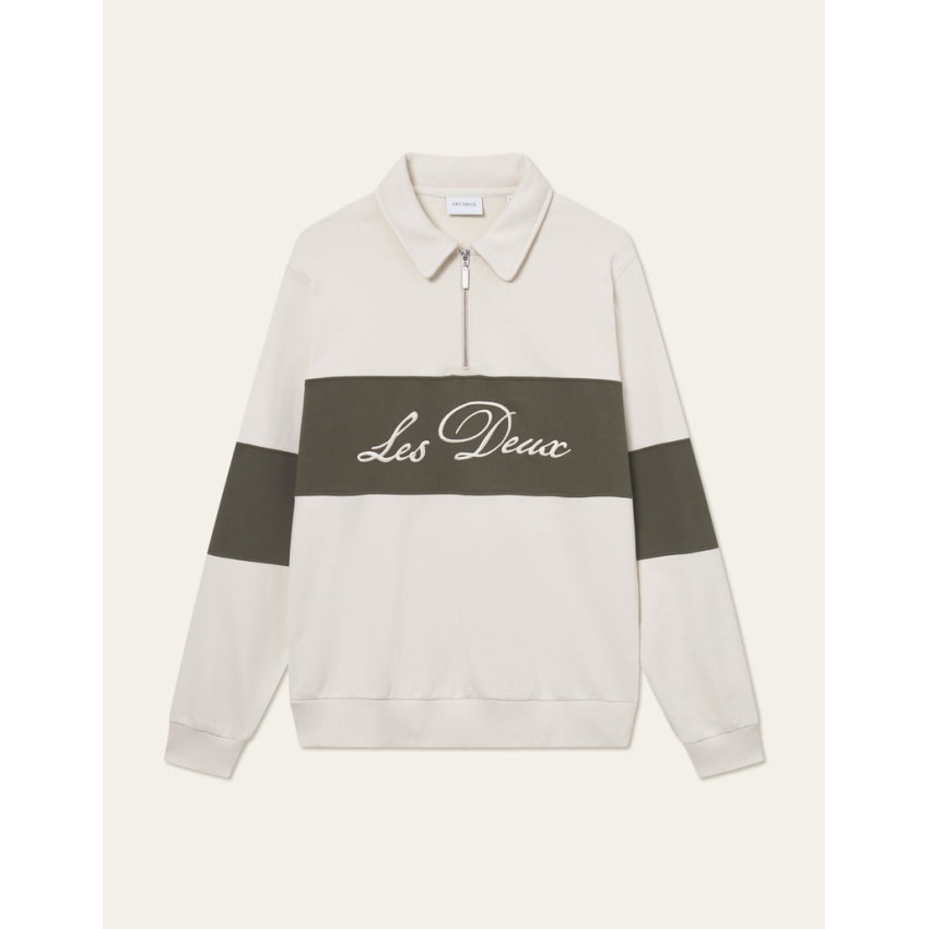 Sweat Demi Zip Les Deux Homme CORY Ecru Cloane Vannes