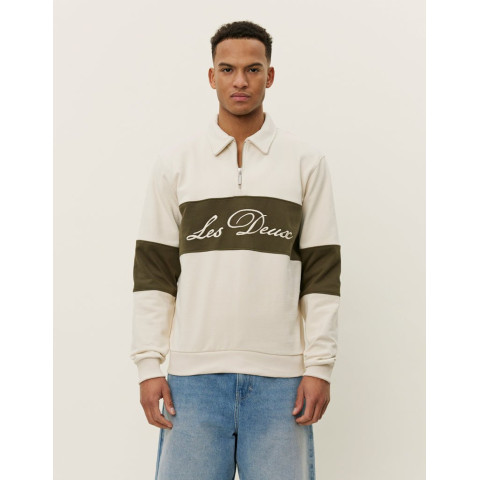 Sweat Demi Zip Les Deux Homme CORY Ecru Cloane Vannes