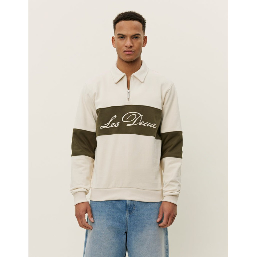 Sweat Demi Zip Les Deux Homme CORY Ecru Cloane Vannes