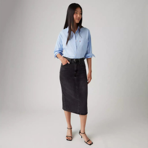 Jupe en Jean Femme Levi's BACK SPLIT Noir Cloane Vannes 0001VH 0004 WANDERIN