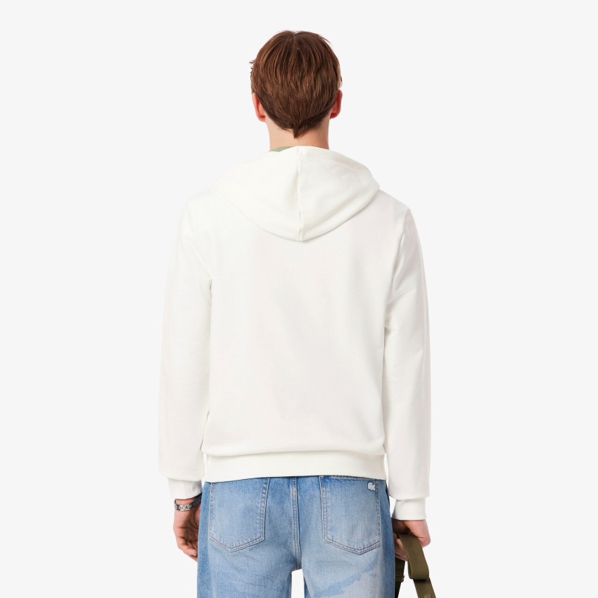 Sweat à Capuche Zippé Lacoste Homme COLOR BLOCK Blanc et Kaki Cloane Vannes SH5913 9IV